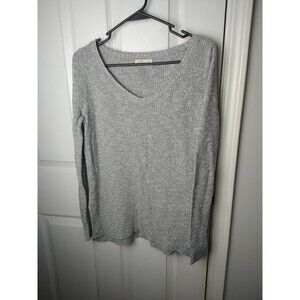 Hollister Woman M Grey Sweater V Neck Long Sleeve Side Slit Cabin Casual Core
